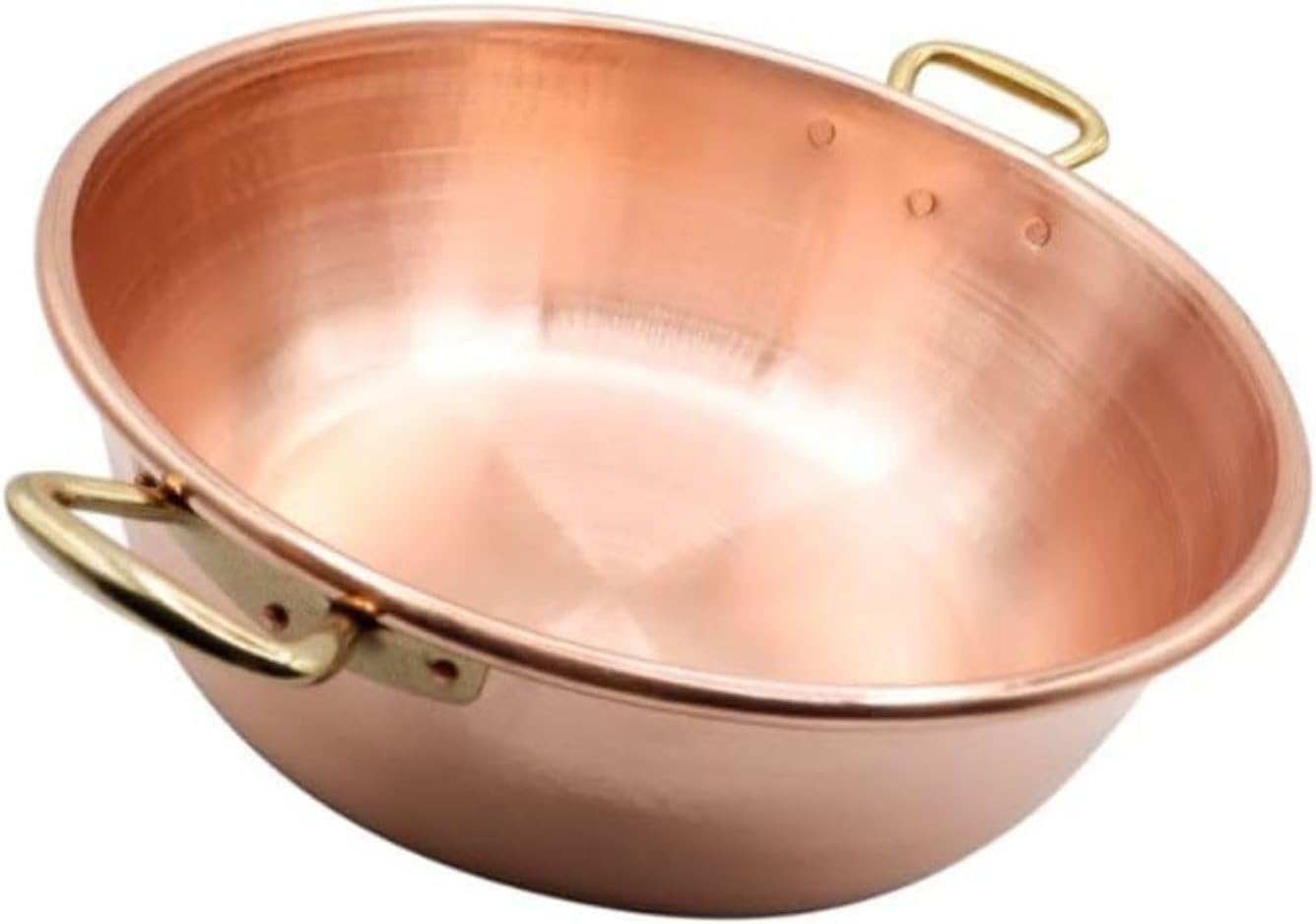 Bassine à confiture - Casserole en cuivre pour faire des confiture - Casserole avec 2 poignées - 26 cm - Fait main - Fabriqué en Italie 100% - Cuivre pur - Martelé à la main