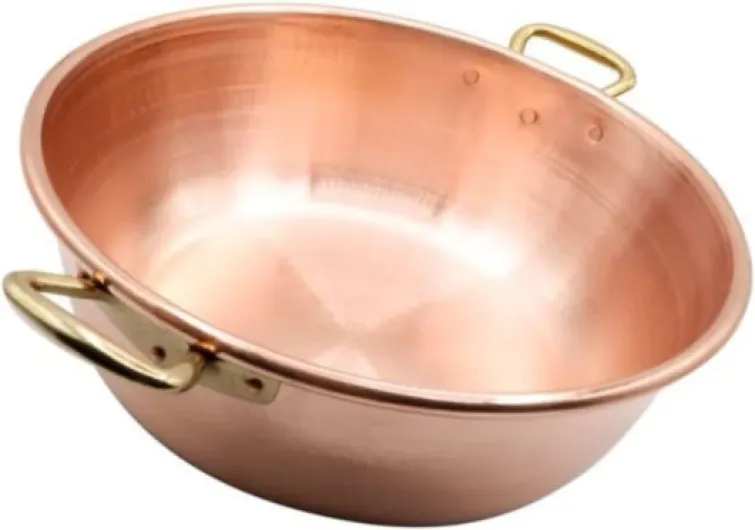 Bassine à confiture - Casserole en cuivre pour faire des confiture - Casserole avec 2 poignées - 26 cm - Fait main - Fabriqué en Italie 100% - Cuivre pur - Martelé à la main