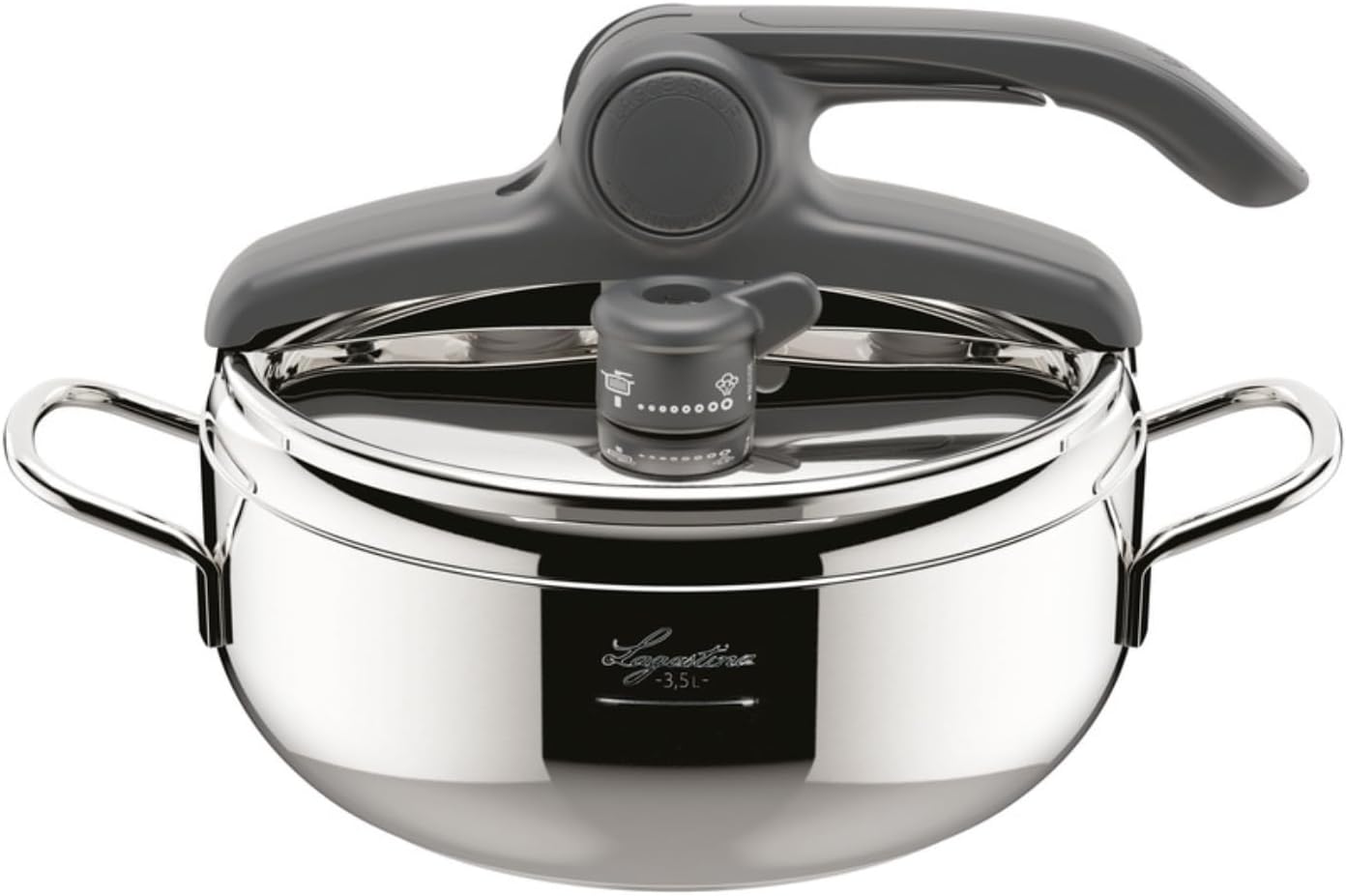Irradial Control Lagoeasy'UP Autocuiseur 3,5 L en Acier Inoxydable 18/10 Ø 22 cm, Casserole Induction et à Gaz, Couvercle à Ouverture Facile, Fond Irradial Plus Triple Couche 3.5 L Unique