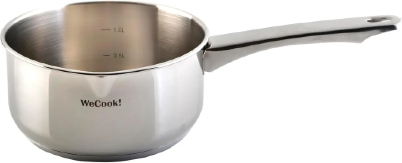 ! Casserole en acier inoxydable 18/10 avec bec verseur et échelle de mesure pratique, Ø 14 cm, cap - 1,1 lit., adaptée à tous les types de cuisinières dont induction PRO 14 cm
