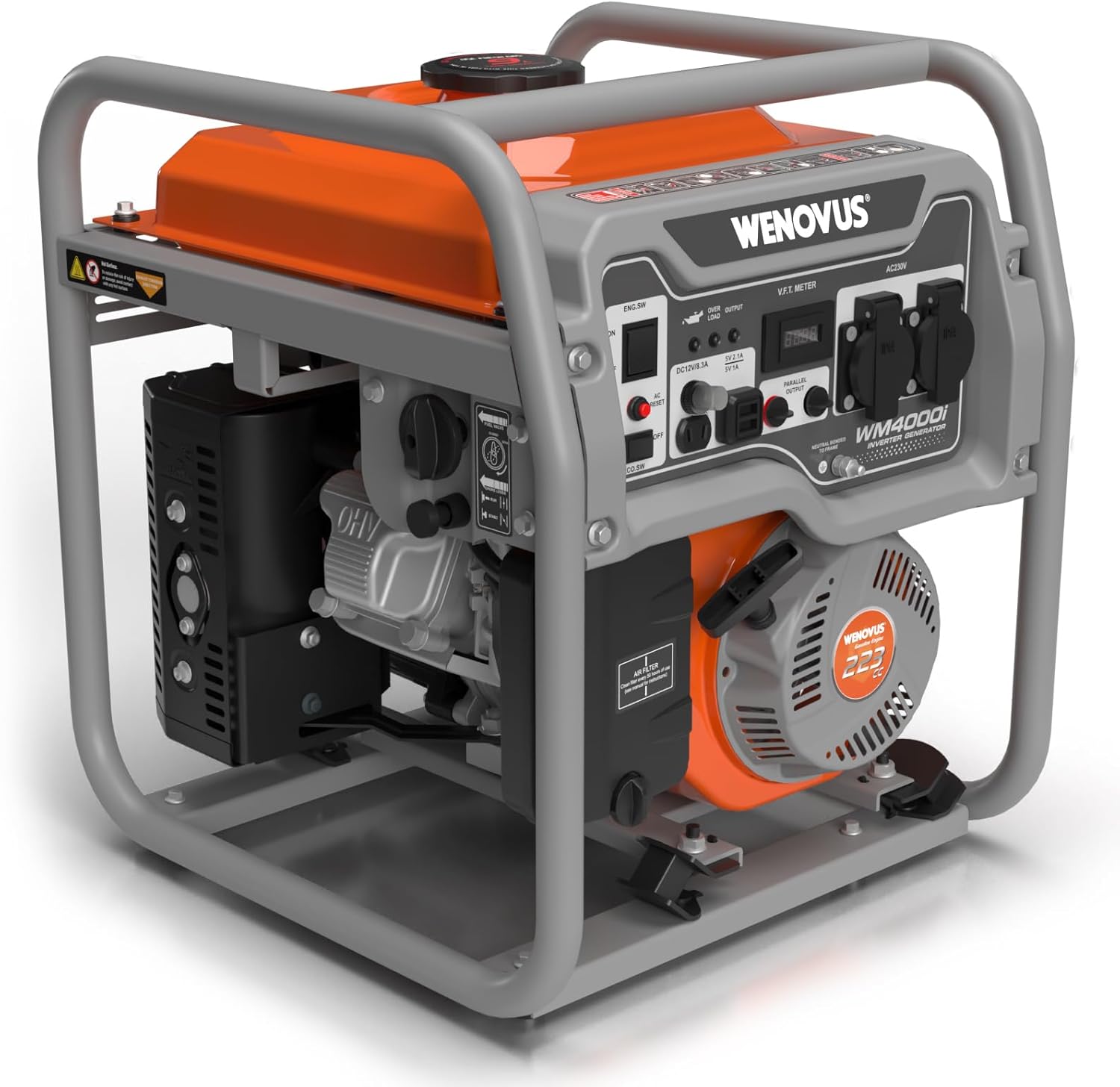 Groupe Électrogène d'Essence 3800W Inverter Generateur Silencieux, 4 Temps-2x230V-Groupe Générateur de Secours Essence, Pour lgarage atelier camping maison