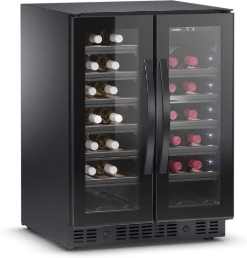 E40FGD Cave à vin avec 2 zones de température et double porte en verre pour 40 bouteilles Noir