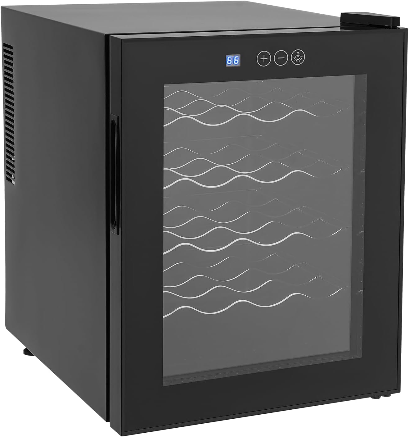 Donened - Réfrigérateur à vin, 20 bouteilles, 48 l, éclairage LED, refroidisseur à vin, écran tactile, porte en verre renforcée, vin autonome, plage de température 12-18 °C, 50,2 x 40 x 53 cm