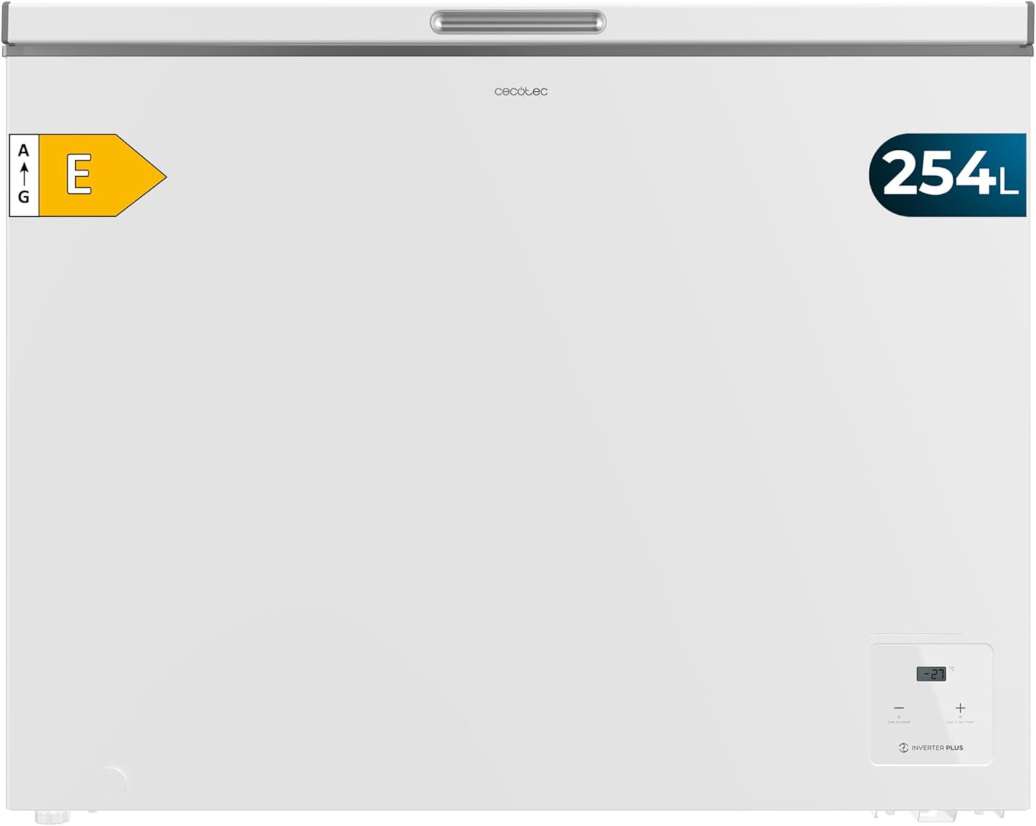 Congélateur Coffre Blanc 254 Litres Bolero CoolMarket Chest 254 White E - Congélateur,83,5 cm de Hauteur et 104 cm de Largeur,Inverter Plus,Convertible en Réfrigérateur, Classe E,Fast Freezing Capacité 254 L