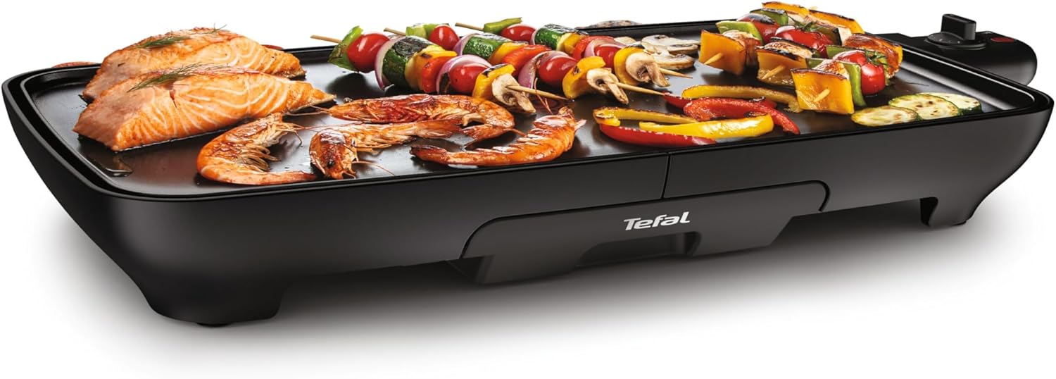 Malaga Plancha électrique XL 2000W avec Thermostat réglable Grande surface de cuisson 6 à 8 personnes Revêtement antiadhésif Thermo-Spot avec Bac à jus Compatible lave vaisselle Noir CB501812 2000W - 1 Zone