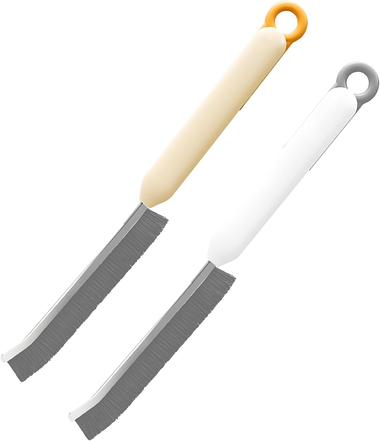 Yatrosynth 2 Pièces Brosse de Nettoyage, Brosse à Joint Carrelage, Brosse Nettoyage Salle de Bain à Poils Durs, pour Rainure Fenetre, Salle de Bain, l'évier, Cuisine(1 Beige + 1 Blancs) 2PCS