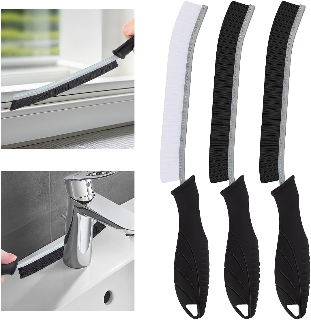 Brosse de Nettoyage - Brosse de Nettoyage à Poils Durs, Brosse à Coulis, Outils de Nettoyage pour Les Toilettes, la Salle de Bain, la Maison, la Baignoire, l'évier, la Fenêtre (3, Noir) Noir 3