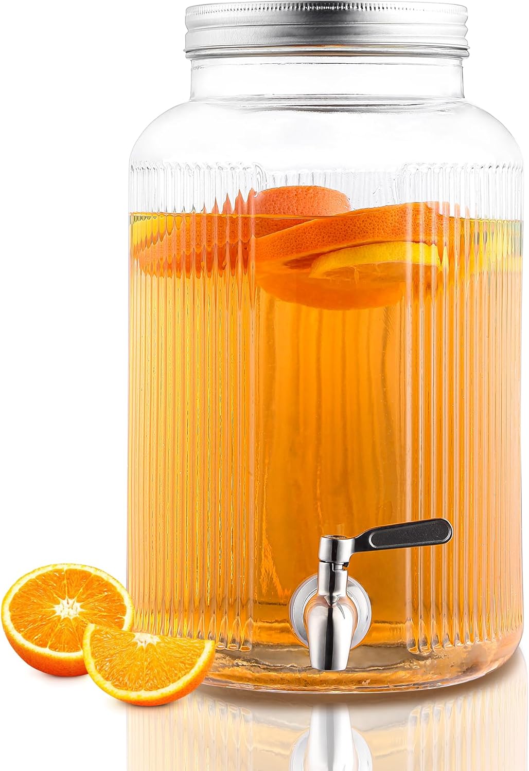 Evanda distributeur boisson en verre en verre avec robinet en acier inoxydable étanche, distributeur de boissons glacées 5.5L, pour préparer du thé glacé, de la limonade et des jus de fruits 2.5.5l