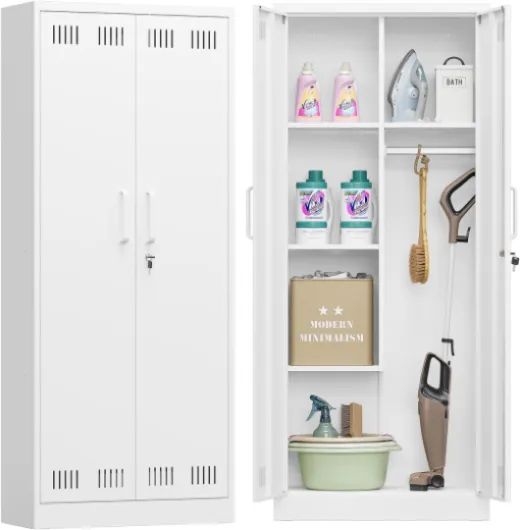 Armoire à balais Armoire de Nettoyage Placard à Balai Meuble Rangement Balai Placard Polyvalent Armoires de Nettoyage pour Restaurant Cuisine Garage 70 x 30 x 168 cm