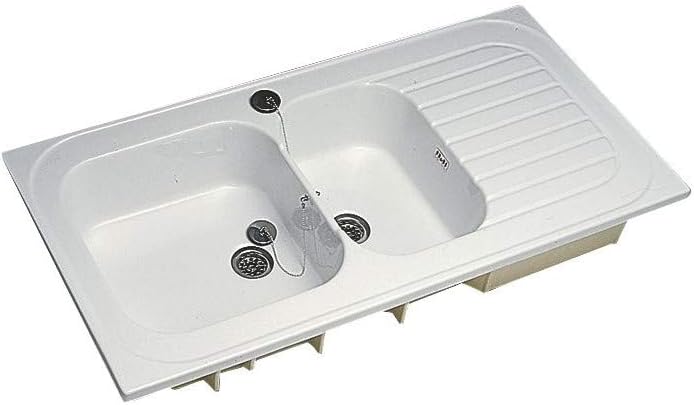 FRANKE - Evier blanc Romans 120x60 à poser 2 cuves - 1 égouttoir