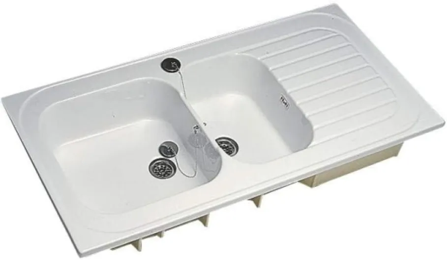 FRANKE - Evier blanc Romans 120x60 à poser 2 cuves - 1 égouttoir