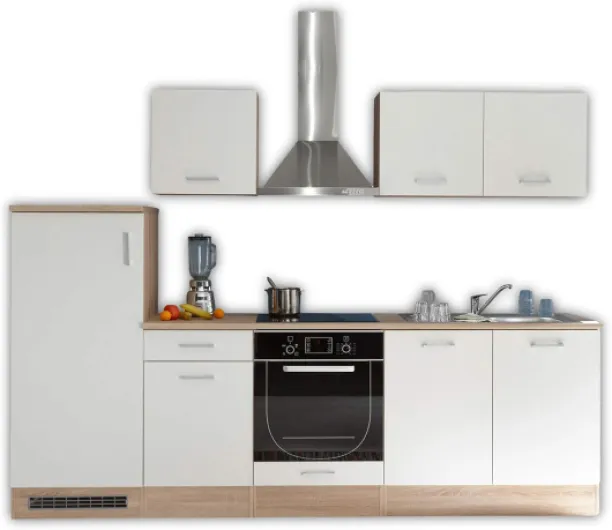 ANDY Meuble de cuisine moderne sans électroménager Chêne Sonoma, Blanc mat - Cuisine équipée spacieuse avec beaucoup d'espace de rangement - 270 x 195 x 60 cm Cuisine non équipées 270 cm