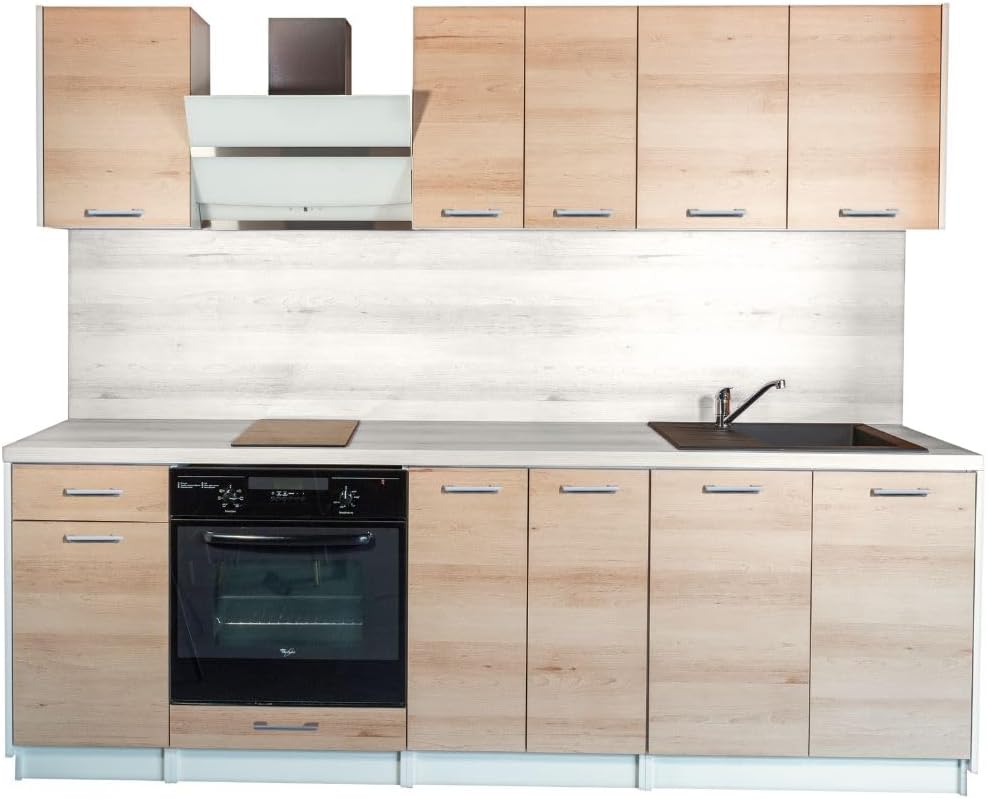 Cuisineandcie - Cuisine complete ECO Chene Naturel 240 cm - Set de 7 Meubles de Cuisine, Rangement Cuisine Equipee Complete