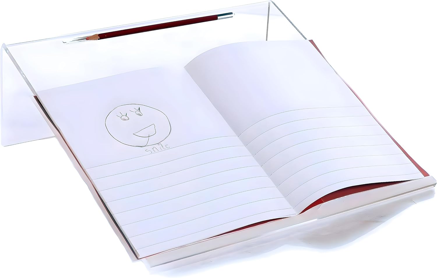 Playlearn Surface inclinée ergonomique transparente en acrylique pour écrire et dessiner, de grande taille pour une meilleure posture, avec un angle de 20°, surface antidérapante avec porte-stylo claire