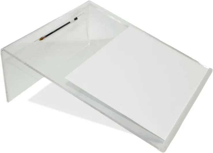 The Glowhouse Support d'écriture incliné en acrylique transparent de qualité supérieure, ergonomique, antidérapant, extra large, angle de 20 degrés, améliore la posture d'écriture, avec porte-stylo