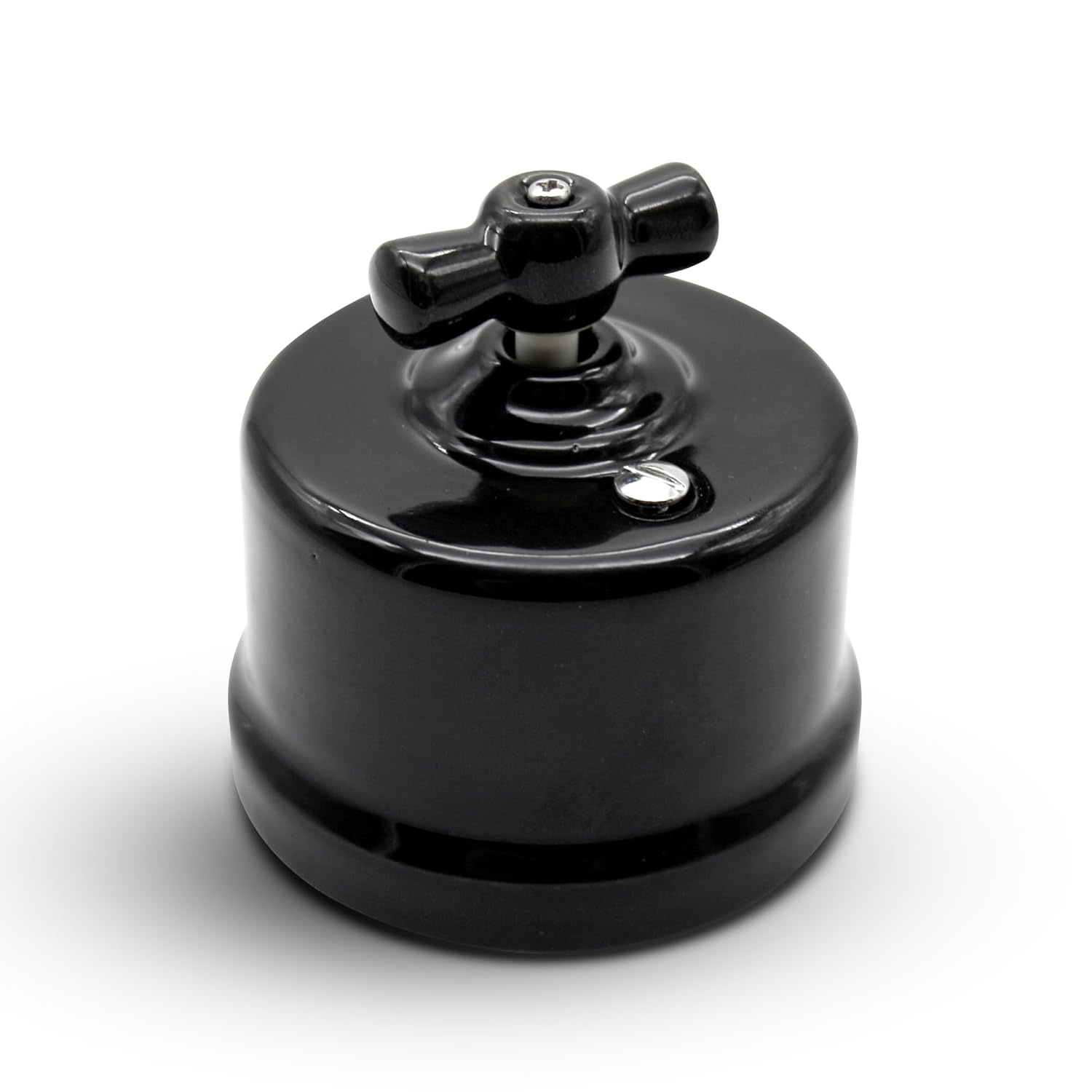 DOJA Barcelona - Interrupteur Ceramique - Pack 1 - Interrupteur Vintage Retro - Interrupteur Noir - 10A - Interrupteur Rotatif Ceramique - Pour Alternative au Bouton Poussoir, Interrupteur Va Et Vient