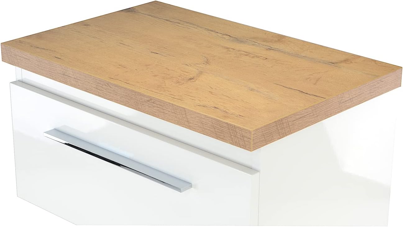 Paplinskioebel Plan de Travail pour lavabo, Plan de Travail pour Meuble sous Plan de Travail lavabo, Salle de Bain, Plan de Travail Universel (Dessus chêne Lancelot Seulement, 60 cm) 60 cm Dessus Chêne Lancelot Seulement