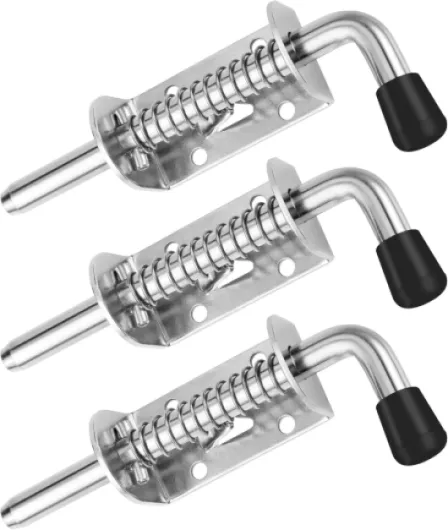 3 Pièces Verrou à Boulon Loquet à Ressort en acier inoxydable Loquet Ressort Robuste pour Porte de Garage, Portes de Jardin, Placard