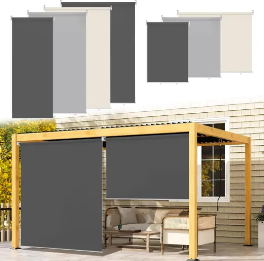 Ikodm Store vertical extérieur de 140 x 240 cm, pour balcon, ombrage intérieur et brise-vue, gris foncé 140 x 240cm Gris Foncé