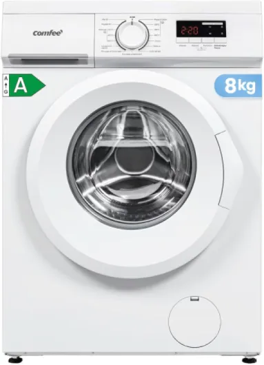 ' CFE12EW80-W-FR Lave-linge frontal 8KG, Classe énergétique A, Moteur BLDC 1400 tr-min, 15 Programmes, Prélavage, Blanc [Classe énergétique A]