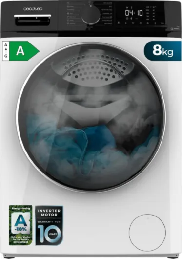 Lave Linge Bolero Dresscode 8610 Inverter A; capacité de 8 Kg, 1400 tr/min, Classe A, avec fonction vapeur, moteur Inverter Plus, 15 programmes, optimise le niveau d'eau et le lavage 8 Kg Blanco