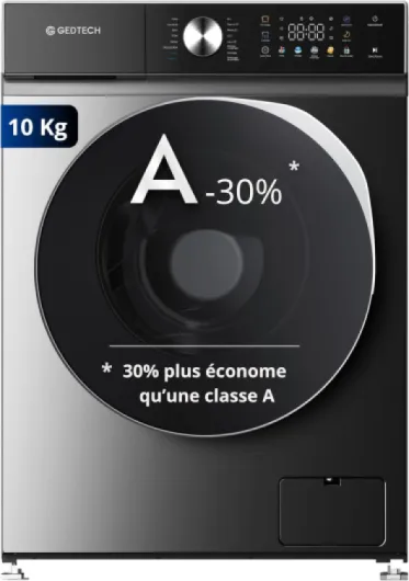 Lave-linge frontal GLLPS101400DG - 10 Kg - 1400 tr/mn - 16 programmes - Eco - Intensif - Rapide – Très Faible conso - Panneau commande LED couleur - Classe A -30% Dark Grey 10 kg Eco