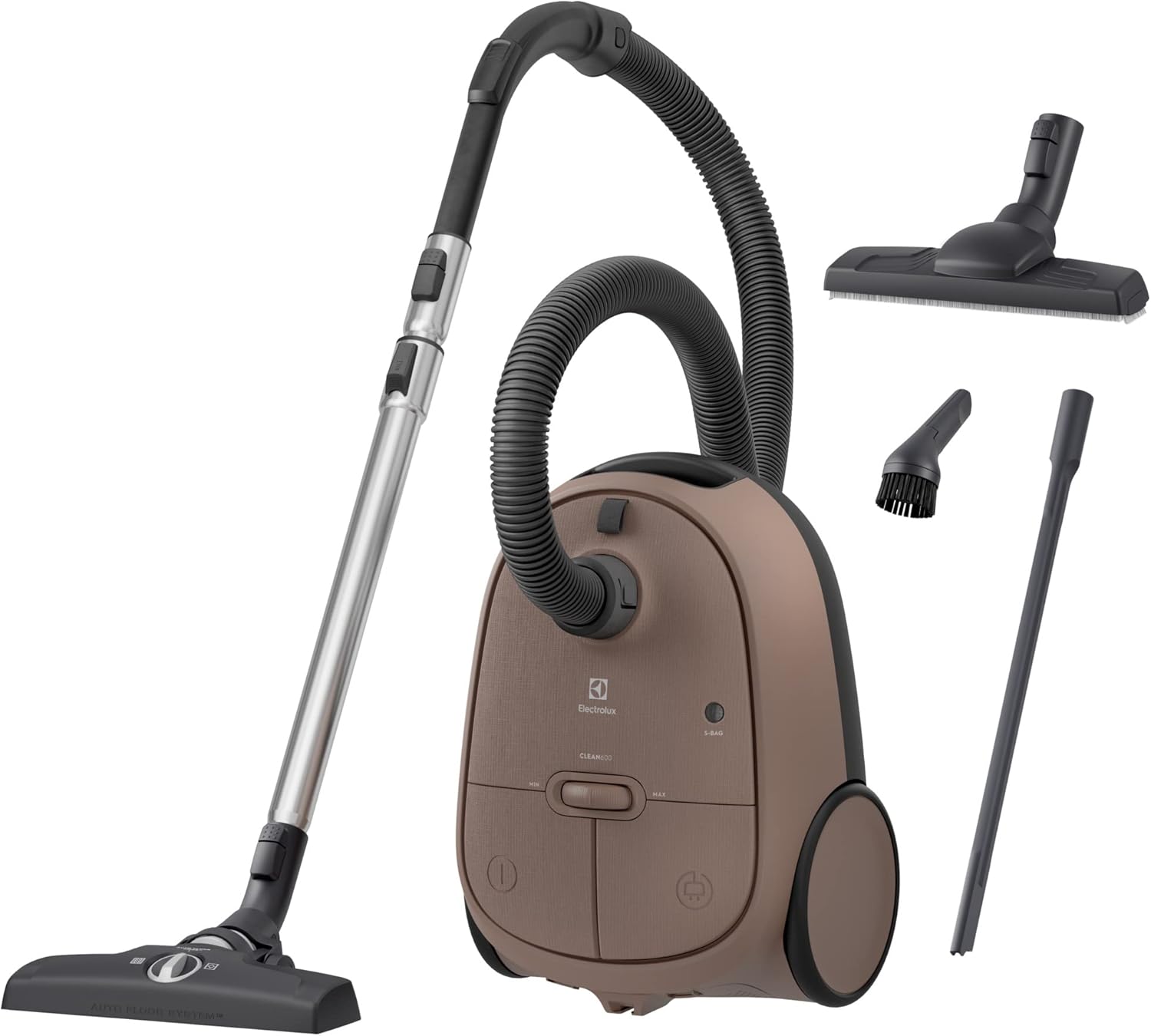 600 Clean, Aspirateur avec Sac, Commandes aux Pieds, 50% de Plastique Recyclé, Filtre Hygiène 12 Lavable, Cordon 12m XXL, EB61C3WBL, Marron
