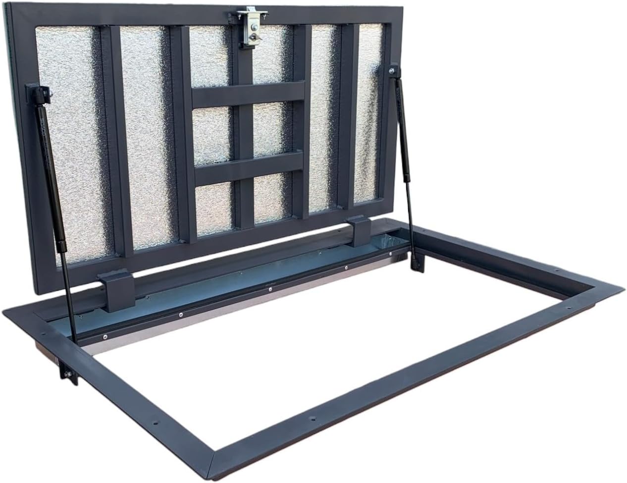 Trappe de sol Thermo Max 4, 60 x 130 cm, avec ressort à gaz, verrouillage avec poignée et joint à quatre côtés, couvercle de regard pour cave et puits d'inspection, cadre en acier profilé 600 x