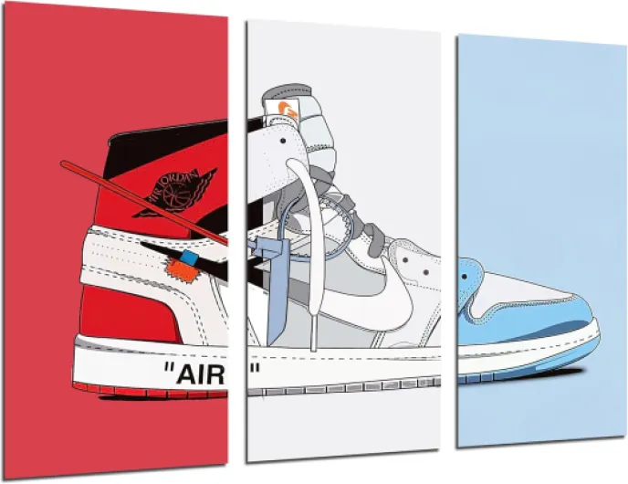 Cuadros Cámara Lot de 3 posters muraux décoratifs pour salon moderne, chambre à coucher, chaussons Nike Air Jordan (97 x 62 cm) modèle 1 97L x 62l cm