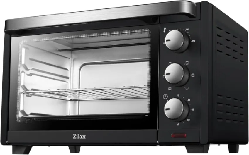 Zilan z şekil Four Electrique - Four à Convection - Avec Lampe Intérieure - Double Protection en Verre - 19 Litres, Noir