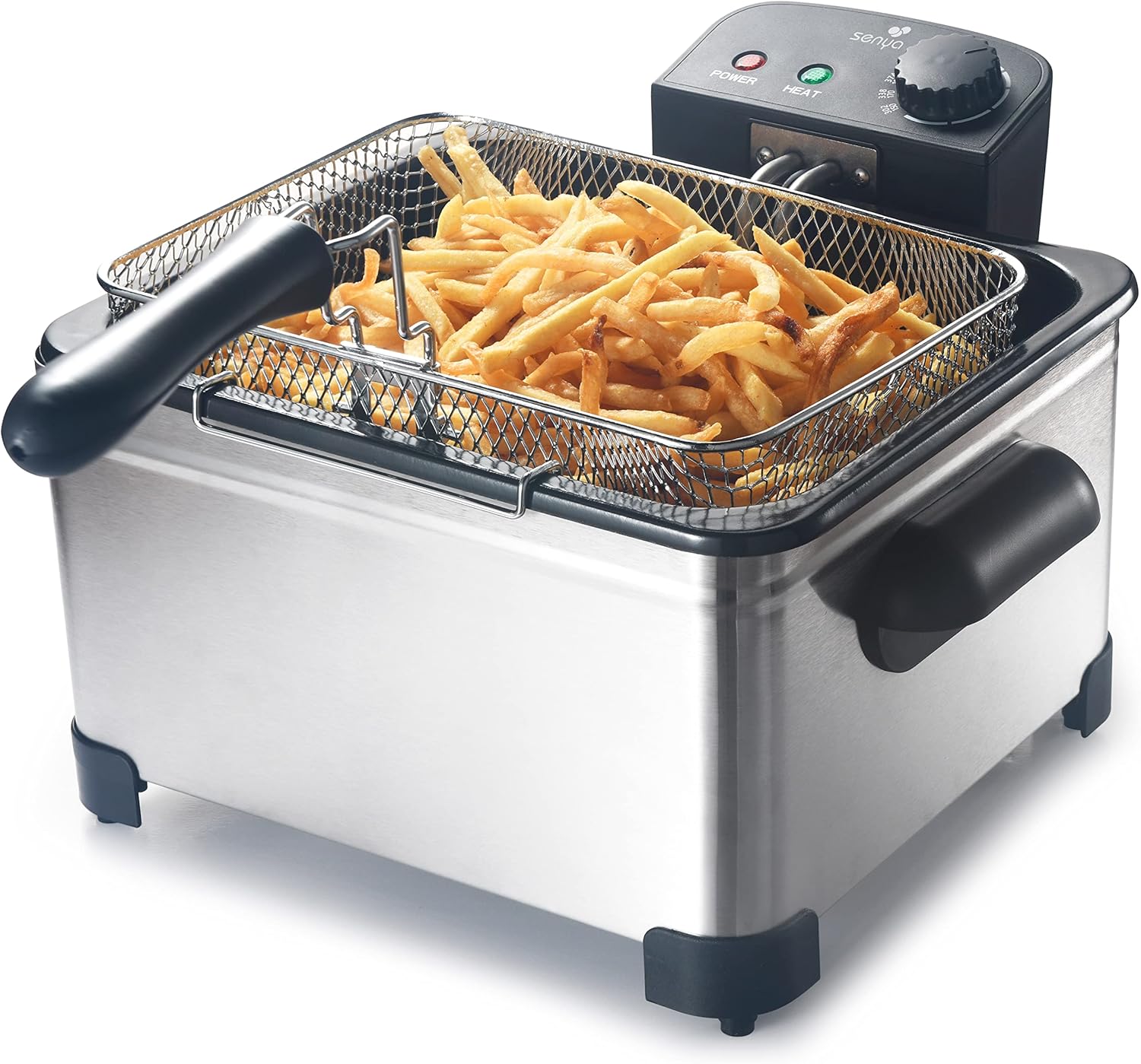 Friteuse électrique cuve amovible inox 5L, grande capacité, 3 paniers amovibles, 2000W, Family Fryer, SYCK-DF009, Argent