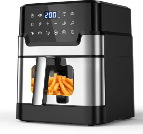 Friteuse sans Huile 6L, Air Fryer XXL avec Cavité en Métal, Friteuse à Air Chaud Airfryer avec Fenêtre Visible, 10 Fonctions, Écran Tactile Digital LED, Panier Antiadhésif Lavable en Machine