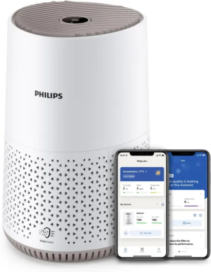 Purificateur d'Air Séries 600, Ultra-silencieux et économe en énergie, éfficace contre allergies, Filtre HEPA élimine 99.97% des polluants, Jusqu'à 44m², Contrôle par App, Blanc (AC0650/10) Jusqu'à 44 m² Avec Connectivité (App)