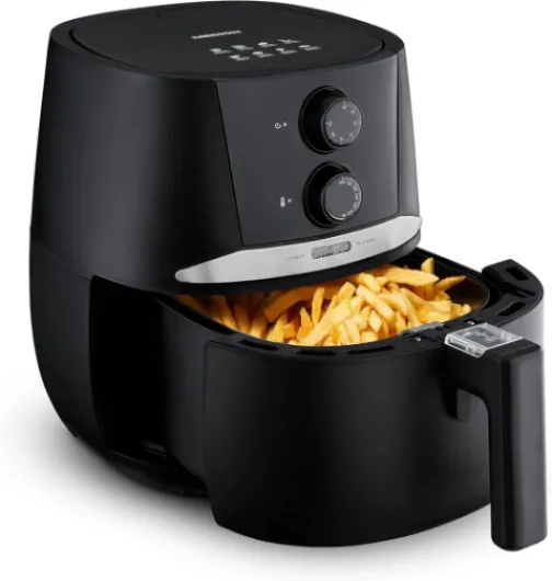 Air Fryer E20 L (Friteuse sans huile à air chaud, capacité 3,2 L, 1400 W, petit et facile à utiliser, régulation de la température et du temps, protection contre la surchauffe, MD10711) noir