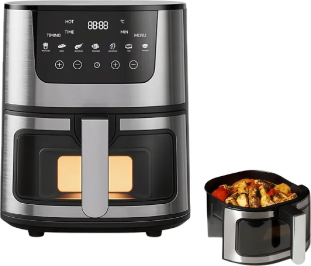 Friteuse à air sans huile de grande capacité de 7 L - Contrôle de la température sur une large zone de 80 à 200 °C - Écran tactile 2400W puissance puissante -