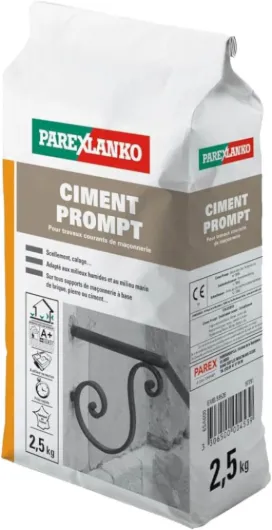 Ciment Prompt - Gris - Confection de mortier à prise rapide - Tous supports de maçonnerie - Adapté en milieux humide et marin - 2,5kg