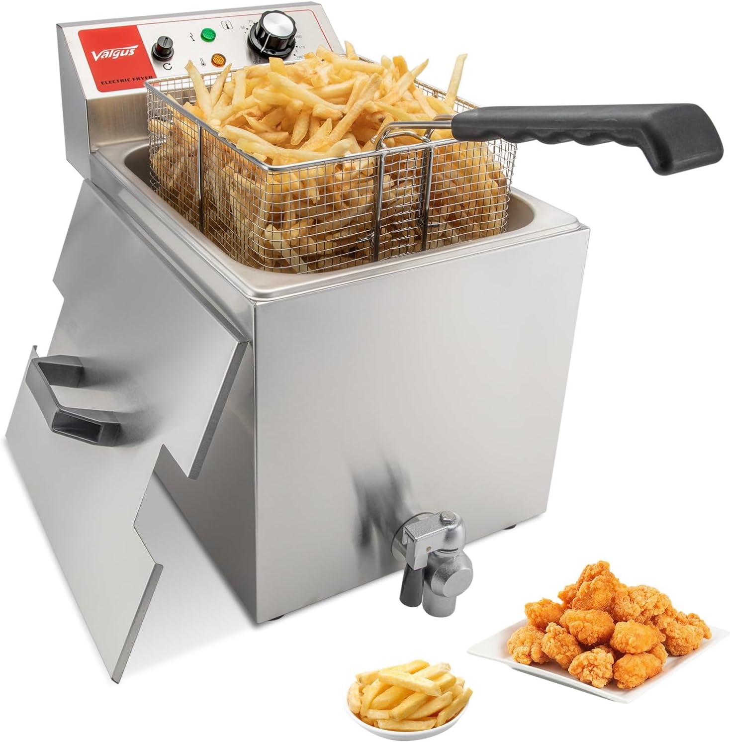 Friteuse Professionnelle électrique en acier inoxydable 3300W 13L Friteuse Grande Capacité avec panier et couvercle, système de vidange