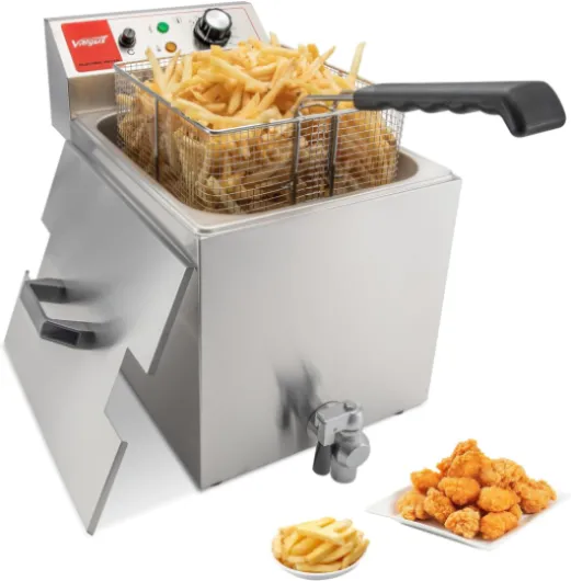 Friteuse Professionnelle électrique en acier inoxydable 3300W 13L Friteuse Grande Capacité avec panier et couvercle, système de vidange