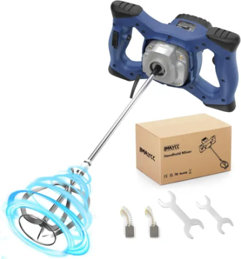 IMAYCC 2100 W Malaxeur Mortier Colle, Malaxeur Beton 220V, Melangeur Beton Avec 6 Vitesses, Betonniere Électrique Idéal Pour Mélanger les Aliments, le Plâtre, la Peinture, le Ciment, le Mortier(Bleu）