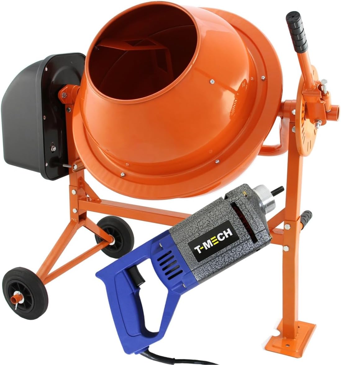 Bétonnière Électrique 70L 30trs/min & Vibrateur à Béton Mèche 2m 4860 vpm- Ensemble Outil Complet Travaux Bétonnage Rénovation Aménagement Paysager Construction Bâtiment