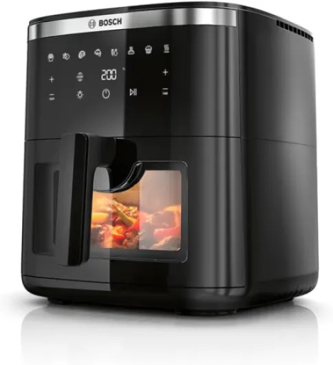 Friteuse sans huile Série 6, MAF671B0, Air Fryer XXL, capacité de 7,2 L, 7 programmes prédéfinis, vitre de cuisson éclairée, cuisson jusqu'à 65% plus rapide, noir