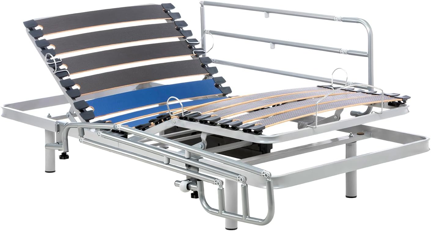 Lit Électrique Renforcé - Barres de Lit Rabattables Résistantes (90x190, Télécommande + Barres)