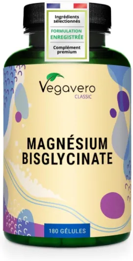 Magnesium Bisglycinate 300 mg - 180 Gélules - Dosage Elevé + Haute Biodisponibilité - Anti Fatigue + Stress + Sommeil - Vegan & Sans Additifs - Vegavero®