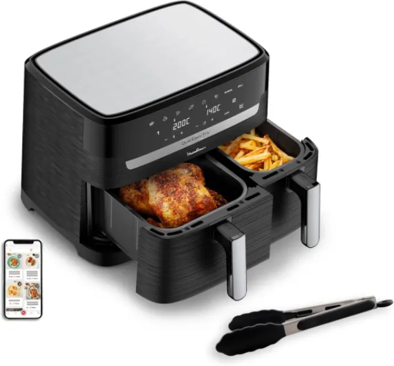 Easy fry Essential inox, 8,3L, Jusqu'à 8 personnes, 7 Programmes intuitifs, Air Fryer, Repas complet, synchronisation, Économie d'énergie, Application dédiée, EZ9018F1 8,3L + spatule Noir