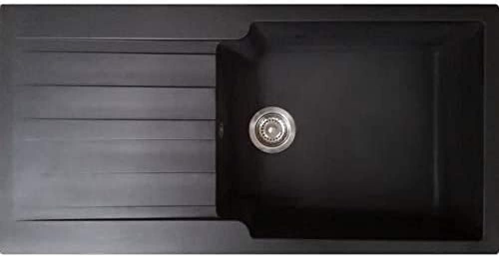 9013475 Sierra évier 1 grande cuve 1 égouttoir en résine noir Classique