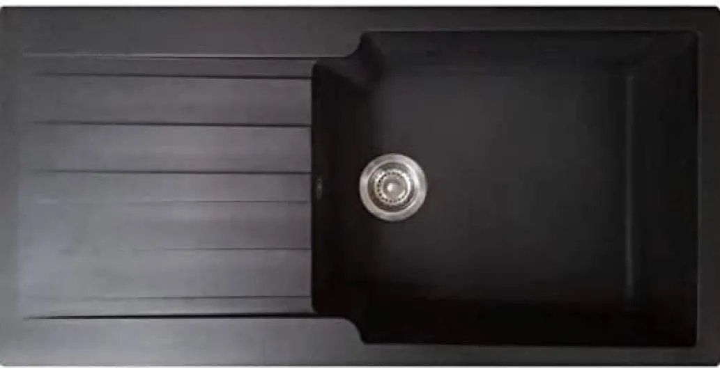 9013475 Sierra évier 1 grande cuve 1 égouttoir en résine noir Classique