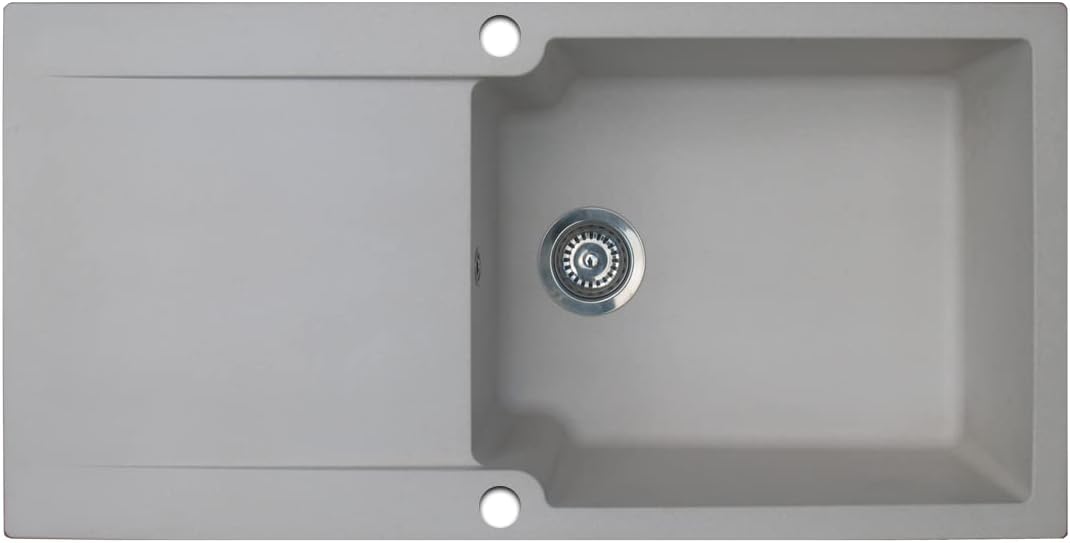 Lisse évier réversible 1 grande cuve 1 égouttoir en résine gris Grande cuve Gris