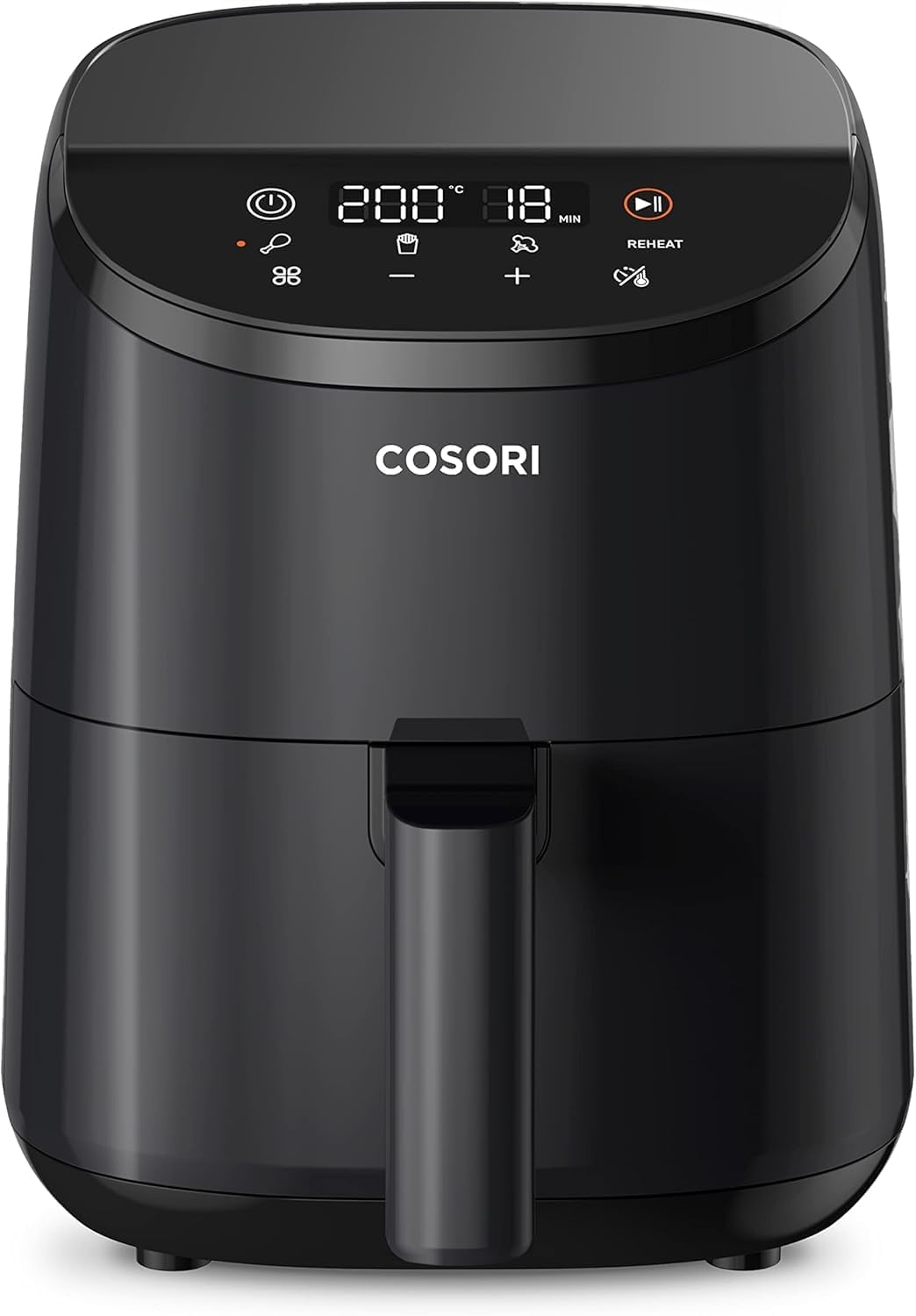 Air Fryer 70-205℃ 4-en-1 Friteuse Sans Huile 2L,Idéal Pour Les Collations,Faciles à Croustillants,97% d'Huile en Moins,30+Recettes en Ligne,1-2 Personnes,Noir