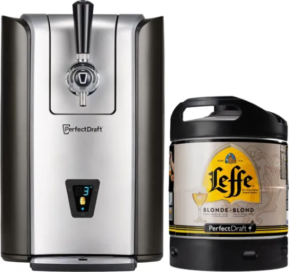 Pro – Pack Tireuse À Bière + 1 Fût Leffe Blonde 6L – Machine Pression À Domicile – Refroidissement À 3°C – 30 Jours Fraîcheur – Écran LED Température – Idée Cadeau Amateur Bière