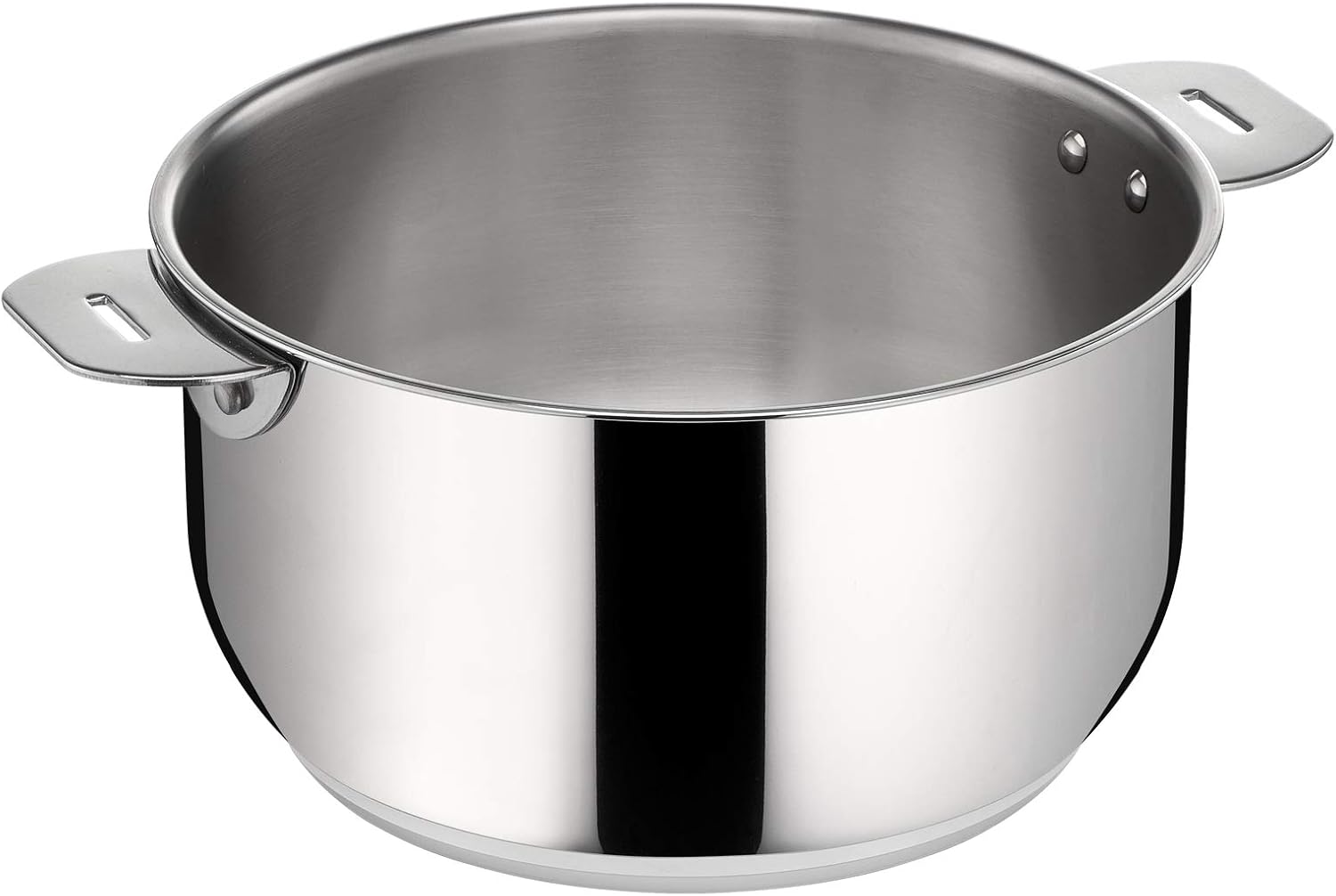 Salvaspazio Casserole en Acier Inoxydable 18/10 Ø 14 cm, Induction, Gaz et Four jusqu'à 250 °C, Empilable et Simple à Ranger, Fond Lagotherm à 3 Couches, Poignées avec Supports Rivetés